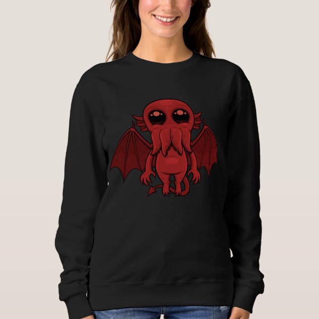 Sweatshirt Adorable Monstre de la mer de Cthulhu Rouge (Devant)