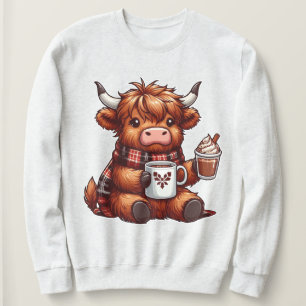 Sweatshirt Adorable Vache Highland Profitant De Boissons Conf