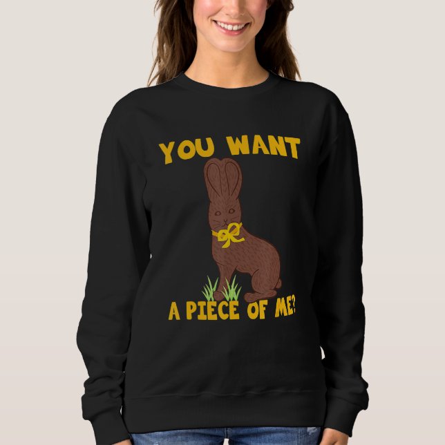 Sweatshirt Ados de Pâques disent Chocolat Bunny meme (Devant)