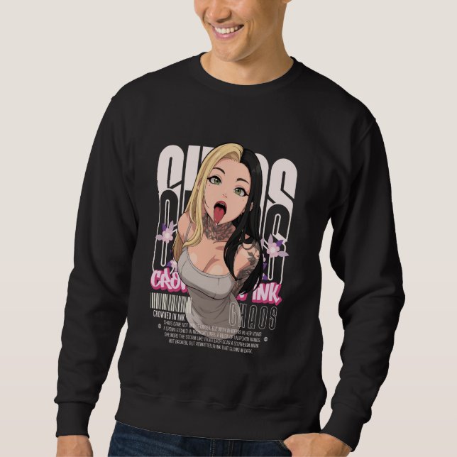 Sweatshirt Aesthetic Anime Girl Tattoos Chaos Goth Streetwear (Devant)