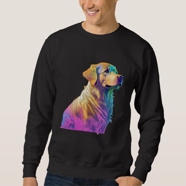 Sweatshirt Aesthetic Golden Retriever Party with 80s Retrowav (Devant)
