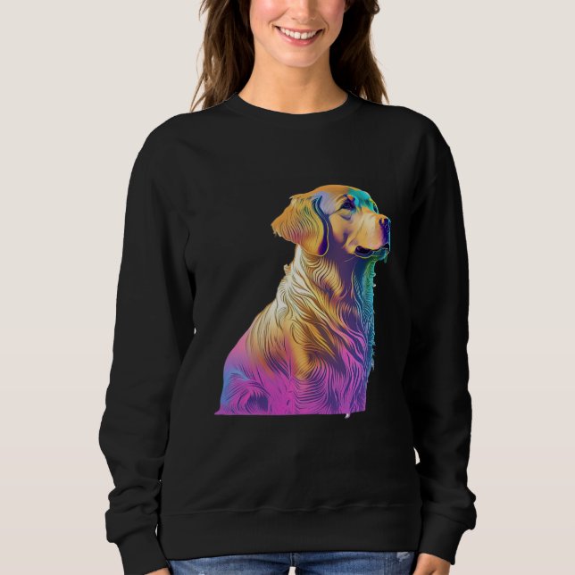 Sweatshirt Aesthetic Golden Retriever Party with 80s Retrowav (Devant)