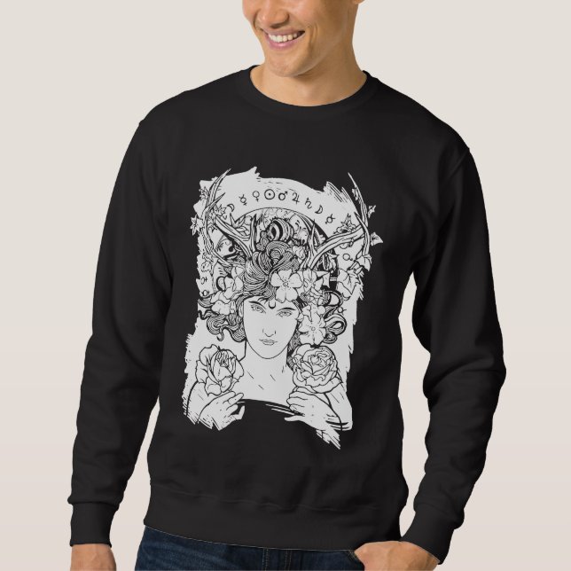 Sweatshirt Aesthetic Occult Witch Witchcraft Flowers Roses Wo (Devant)