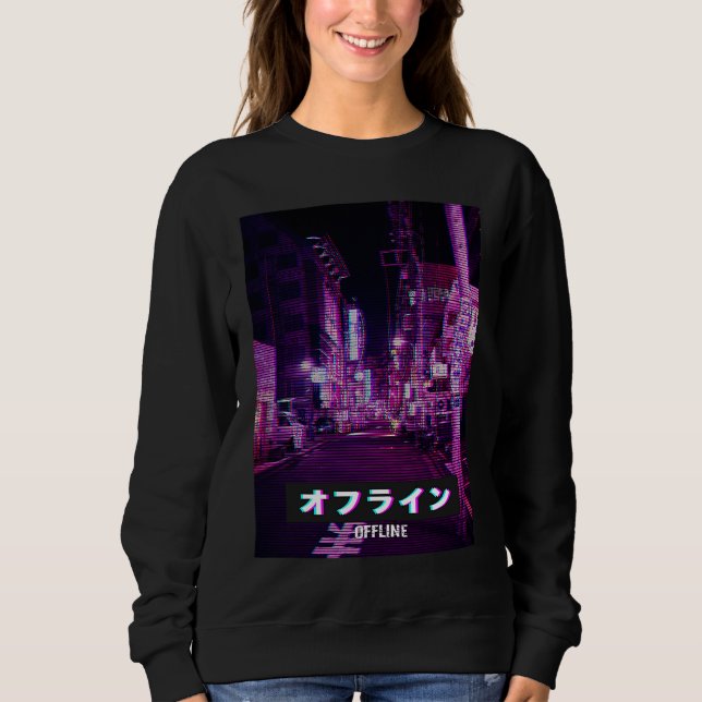Sweatshirt Aesthetic Style Vaporwave Japan 80s Meme Sad Glitc (Devant)