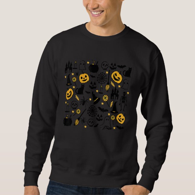 Sweatshirt Affaire Cute Halloween Theme Ghost Witch Broom Spo (Devant)