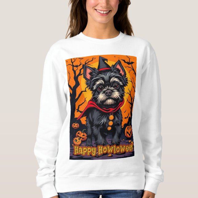 Sweatshirt Affenpinscher Happy Howloween (Devant)