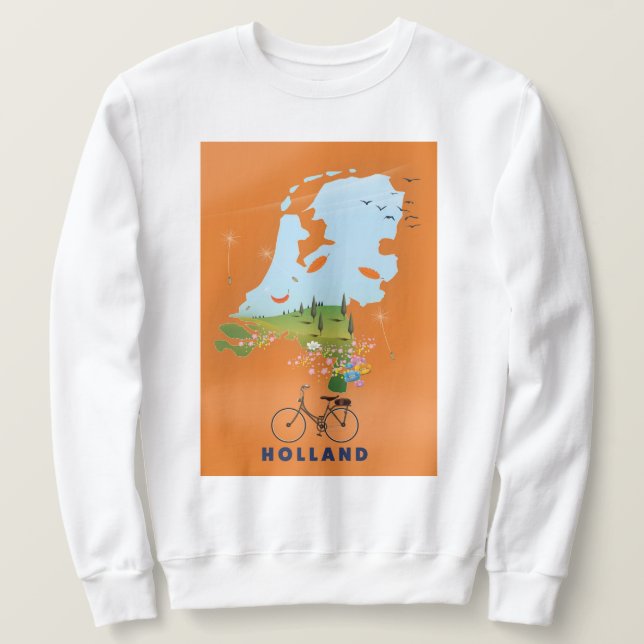 Sweatshirt Affiche de voyage carte de Hollande (Design devant)