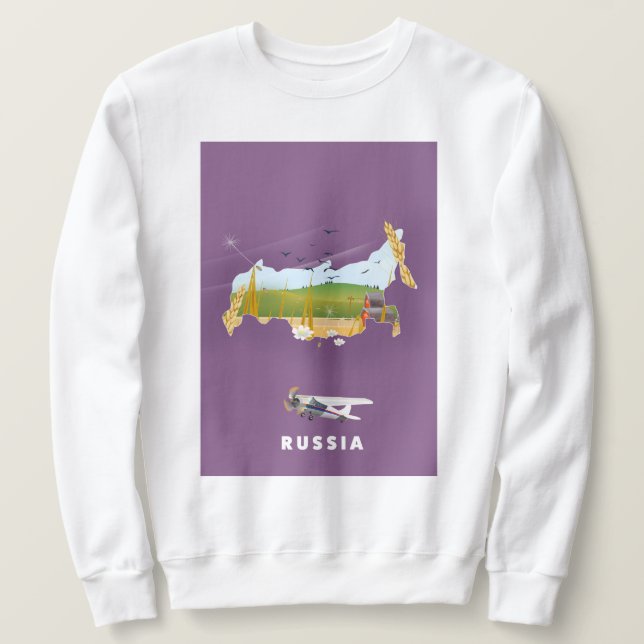 Sweatshirt Affiche de voyage de carte russe (Design devant)