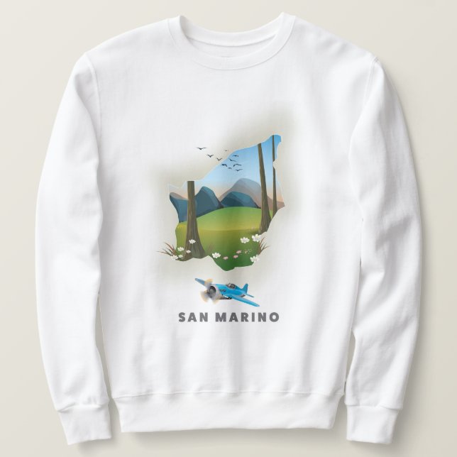 Sweatshirt Affiche de voyage illustrée de Saint-Marin. (Design devant)