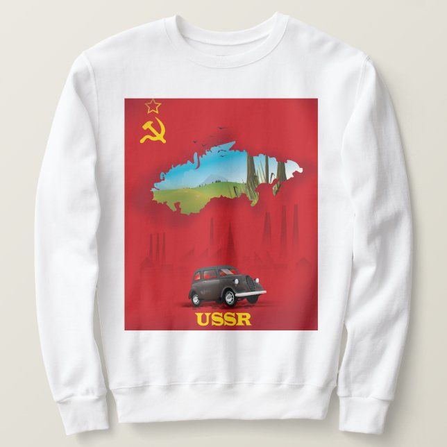 Sweatshirt Affiche illustrée de carte de l'URSS (Design devant)