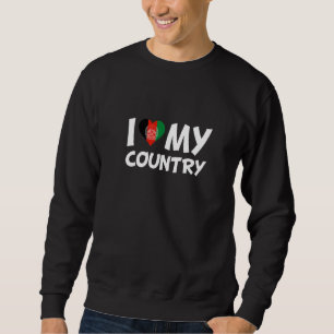 Sweatshirt Afghanistan Drapeau Coeur J'aime mon pays Afghanis