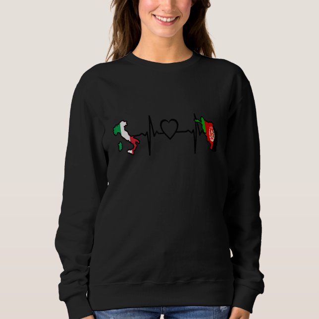Sweatshirt Afghanistan Italy Flag Afghan Italian Heartbeat (Devant)