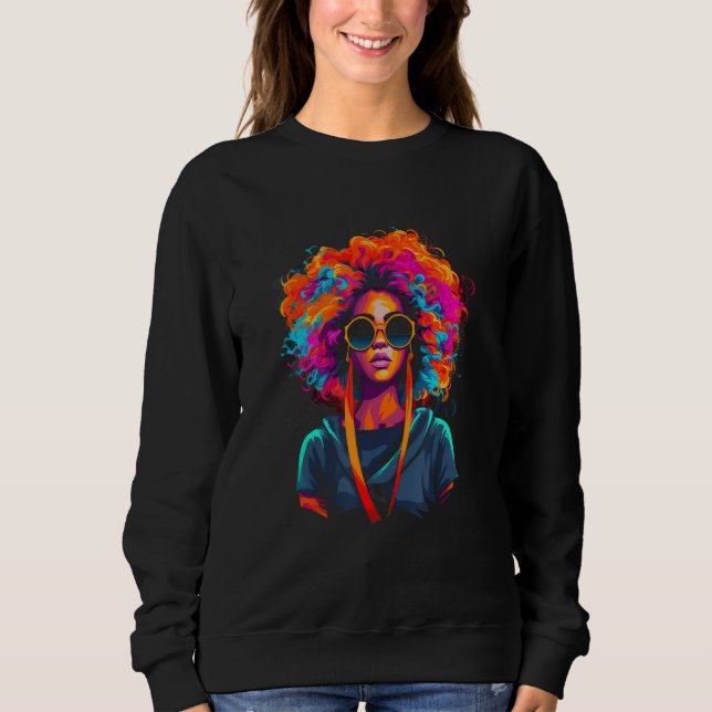 Sweatshirt African American Woman Black Girl Graffiti Graphic (Devant)