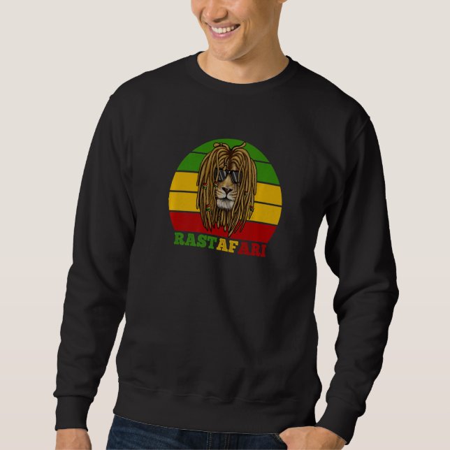 Sweatshirt African Lion Rastafarian Rasta Colors (Devant)