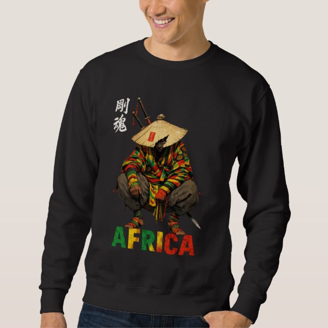 Sweatshirt Afro American Samurai Warrior Katana Anime Japanes (Devant)