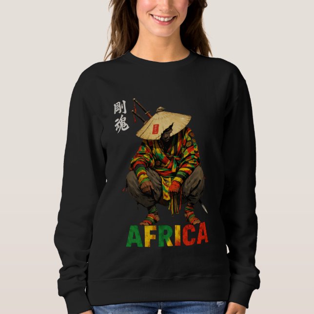Sweatshirt Afro American Samurai Warrior Katana Anime Japanes (Devant)