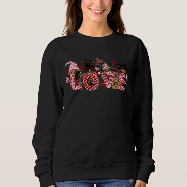 Sweatshirt Afro Gnome Love Valentine African American Valenti (Devant)