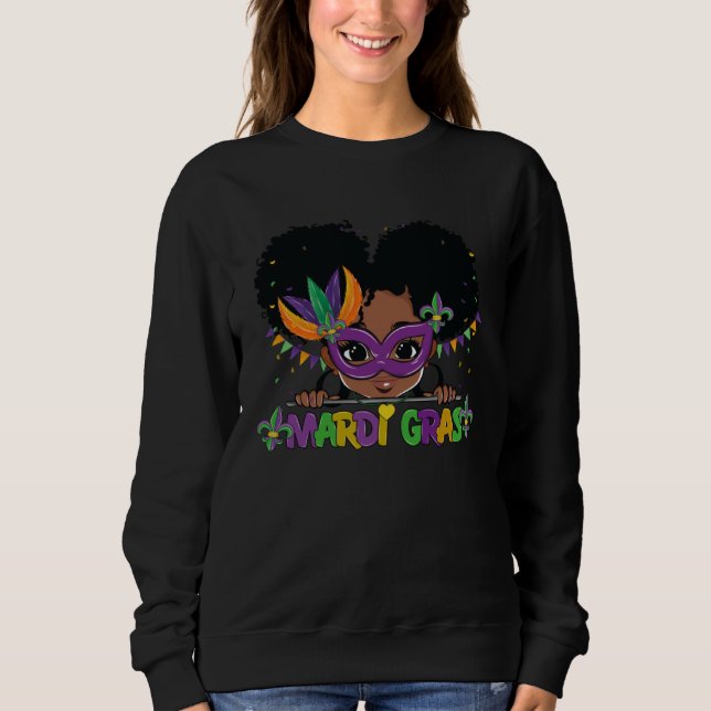 Sweatshirt Afro Mardi Gras Black Women Carnival Afro Messy Ma (Devant)
