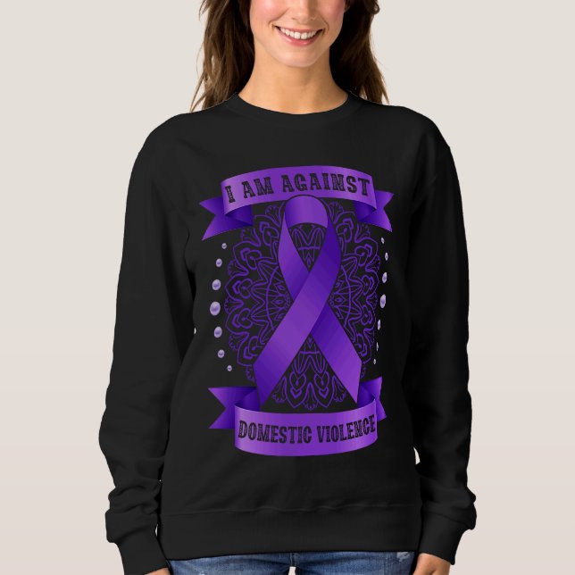Sweatshirt Against Domestic Violence Mandala purple ribbon (Devant)