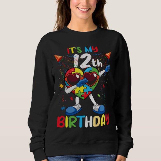 Sweatshirt Âge 12 Dab Heart Born Puzzle Sensibilisation sur l (Devant)