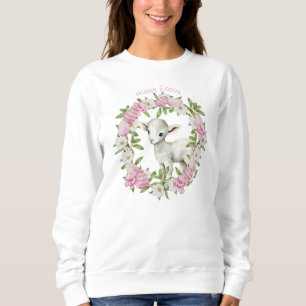 Sweatshirt Agneau de Pâques personnalisé à l'aquarelle