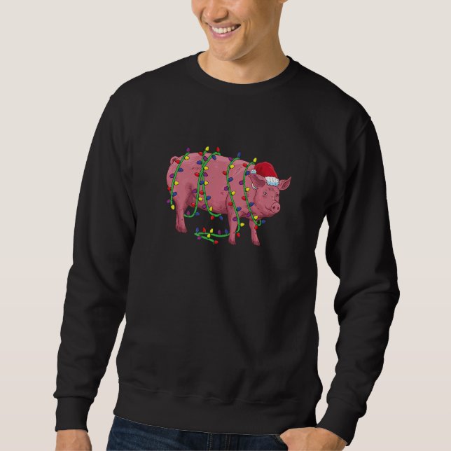 Sweatshirt Agriculteur de Noël de porc (Devant)