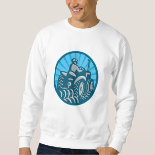 Sweatshirt Agriculteur labourant avec le tracteur rétro