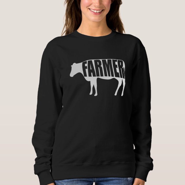 Sweatshirt Agricultor Graphic Cow Farmer Agriculture Tractor  (Devant)