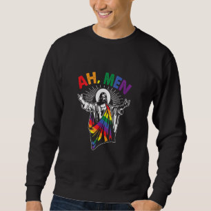 Sweatshirt Ah Men Funny Lgbt Gay pride Jesus Rainbow Flag Chr