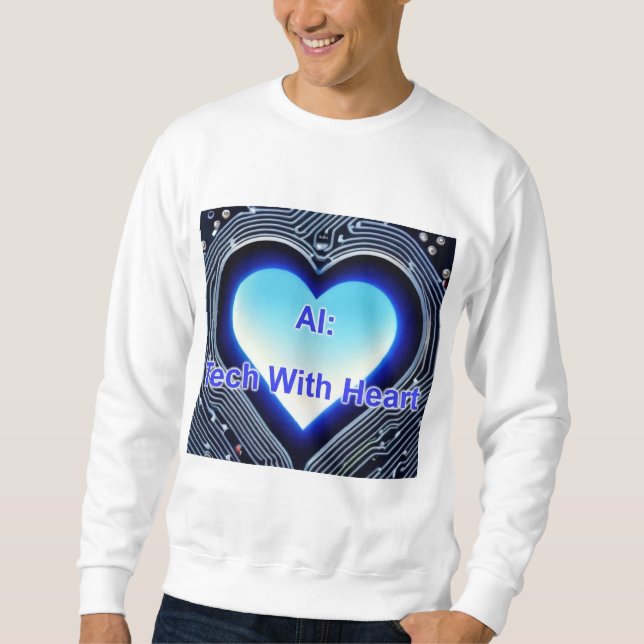 Sweatshirt AI: Tech with Heart Men's White (Devant)