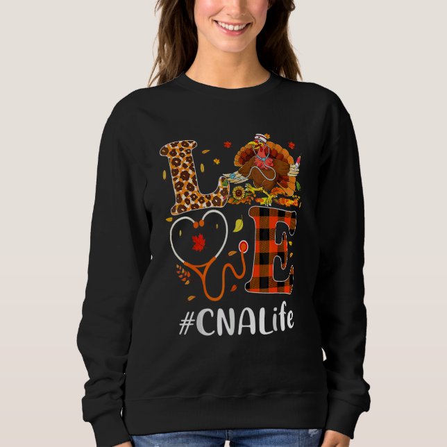 Sweatshirt Aide-soignant certifié Cna aime Thanksgiving  (Devant)