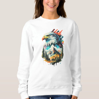 Sweatshirt Aigle d'aquarelle et paysage de montagne Art