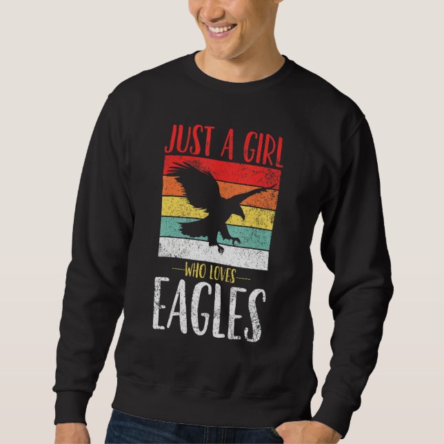 Sweatshirt Aigle Juste Une Fille Qui Aime Les Aigles Retro Vi (Devant)