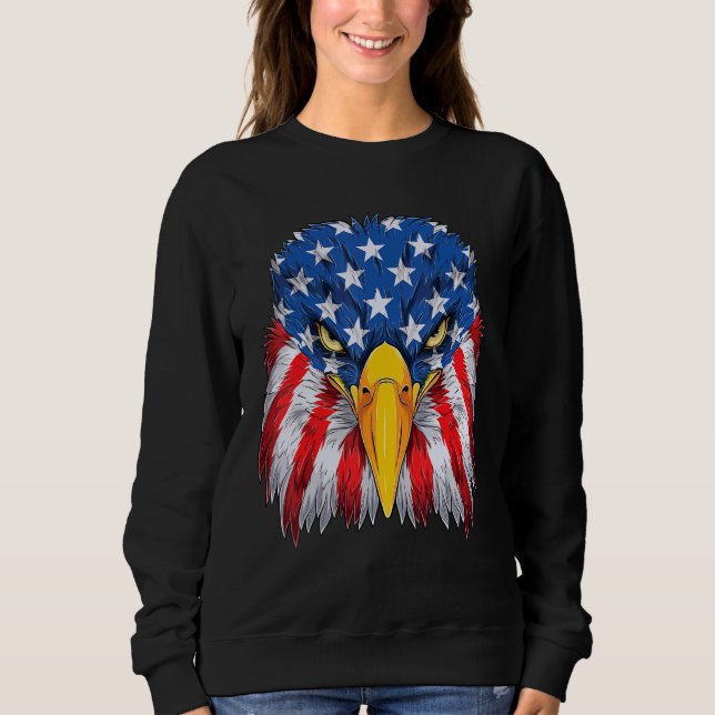 Sweatshirt Aigle patriotique 4 juillet Drapeau américain amér (Devant)