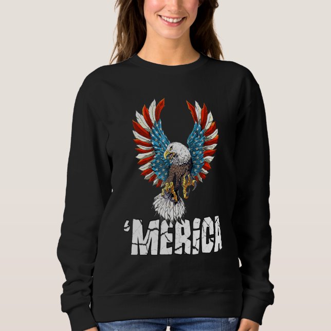 Sweatshirt Aigle patriotique 4 juillet États-Unis Drapeau amé (Devant)