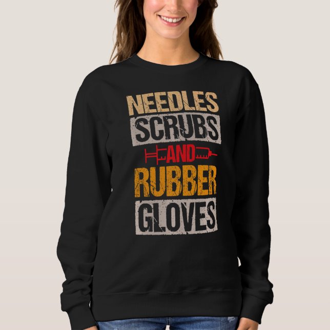 Sweatshirt Aiguilles Et Gants En Caoutchouc Phlebotomiste (Devant)