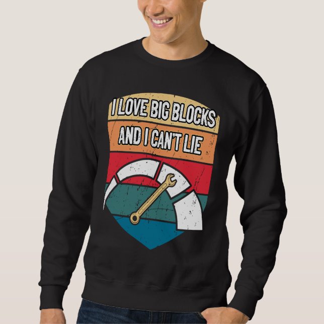Sweatshirt Aime les gros blocs Mécanicien automobile Passionn (Devant)