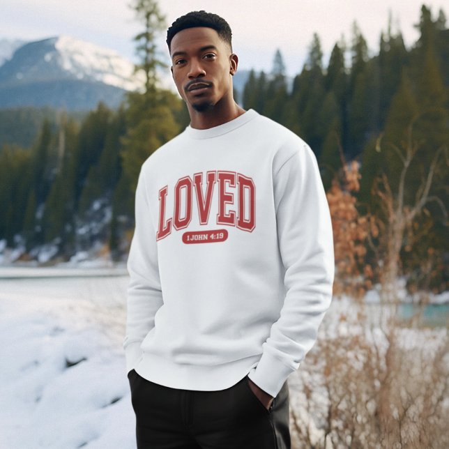 Sweatshirt AIMÉ PAR CHRIST Valentine Écriture Hommes Blanc (Créateur téléchargé)