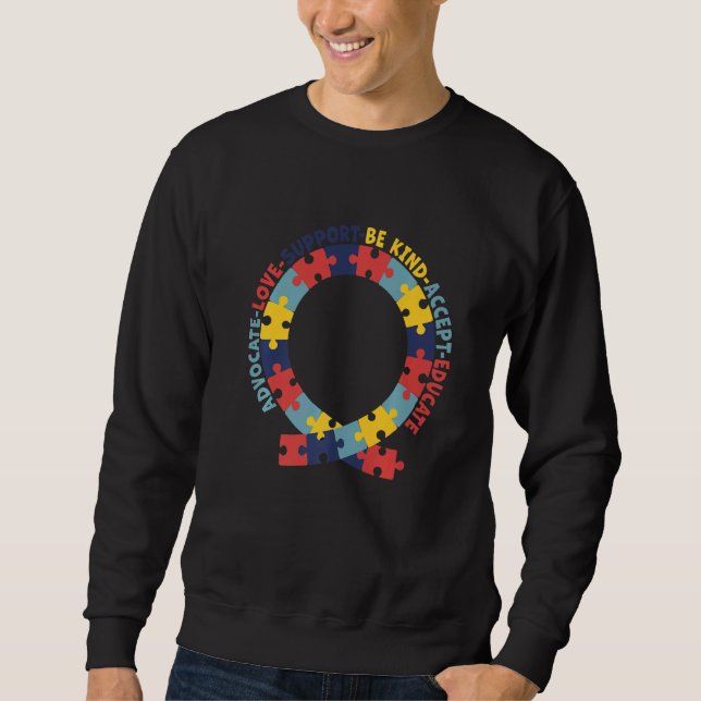 Sweatshirt Aimer Aidez Support Acceptez Être Autisme Aime (Devant)
