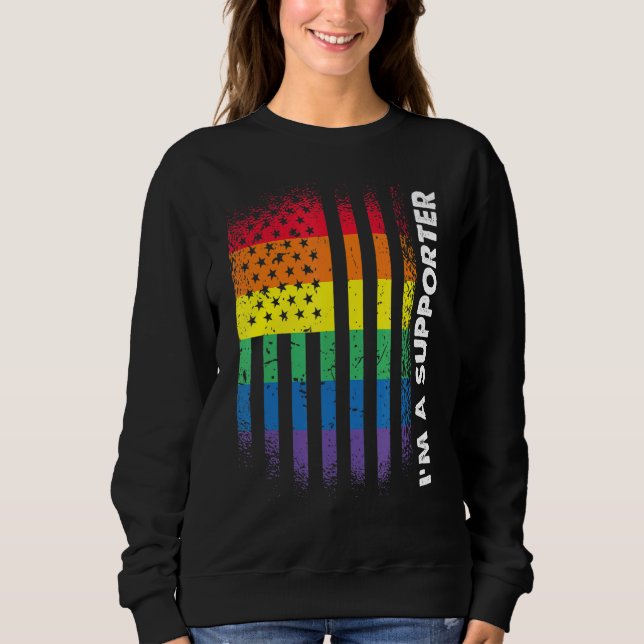 Sweatshirt Aimer American Flag Rainbow Supporter Gay Lgbt Pri (Devant)