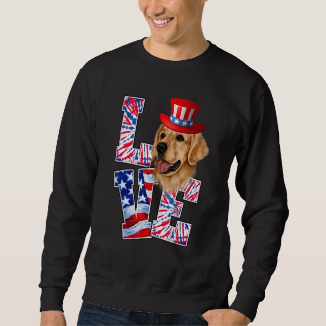 Sweatshirt Aimer Golden Retriever 4 juillet chien patriotique (Devant)