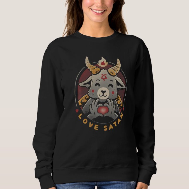 Sweatshirt Aimer Satan Démon Occulte Satanique Chèvre mignonn (Devant)