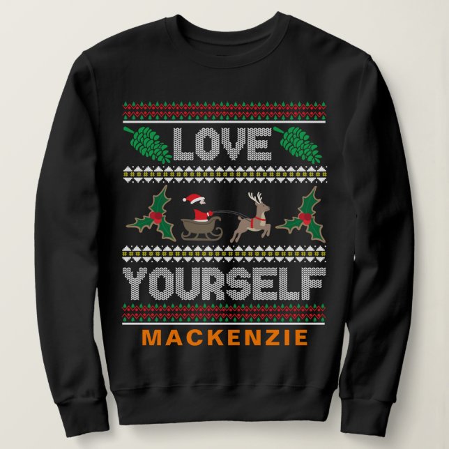 Sweatshirt Aimez-vous moche pull de Noël Sweater Nom personna (Design devant)