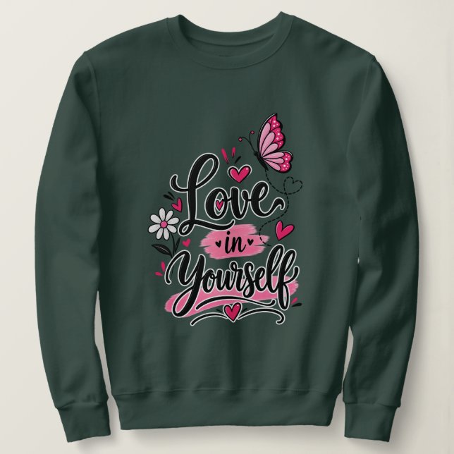 Sweatshirt Aimez-Vous Papillon Rose Inspirant Cœur M (Design devant)