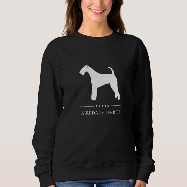 Sweatshirt Airedale Terrier Chien blanc Silhouette (Devant)