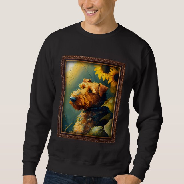 Sweatshirt Airedale Terrier Painting Sunflower Flower Mom Wom (Devant)