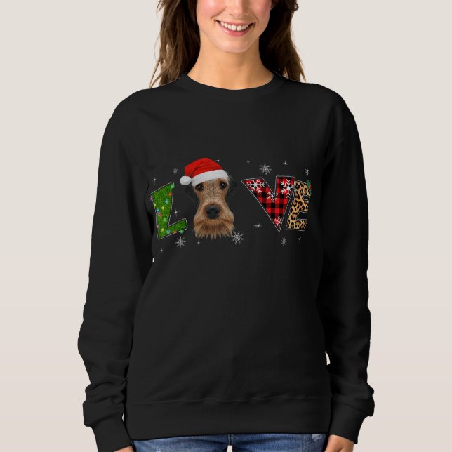 Sweatshirt Airedale Terrier Xmas Pyjamas Plaid Leopard D (Devant)