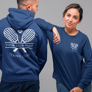Sweatshirt Ajouter Votre Nom De Club Tennis Logo Bleu Personn