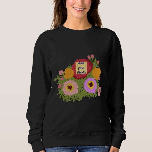 Sweatshirt Ajouter votre photo Floral Pattern avec Initial (Devant)