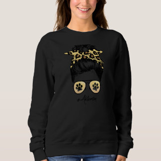 Sweatshirt Akita Maman Chien Maman Messy Cheveux Bun Empreint